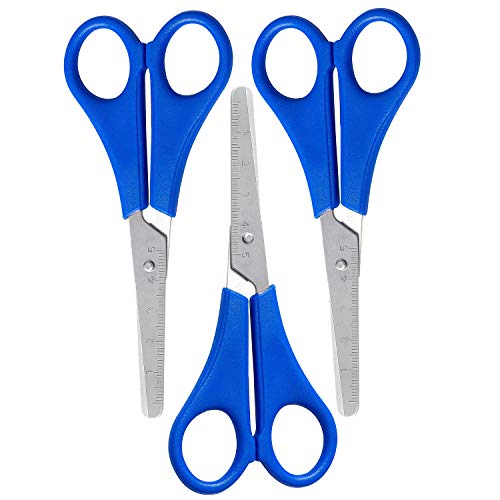 WA Portman Kids Scissors Bulk Classroom Scissors for Students and Teachers - Safe 2.5 Inch Blunt Tip Childrens Scissors - 24 Pack of Blue Left and Right Handed School Scissors Bulk