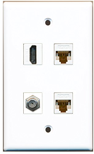 RiteAV - 1 Port HDMI 1 Port Coax Cable TV- F-Type 2 Port Cat6 Ethernet White Wall Plate
