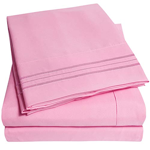 Book Cover 1500 Supreme Collection Extra Soft Twin Sheets Set, Pink - Luxury Bed Sheets Set with Deep Pocket Wrinkle Free Bedding, Over 40 Colors, Twin Size, Pink