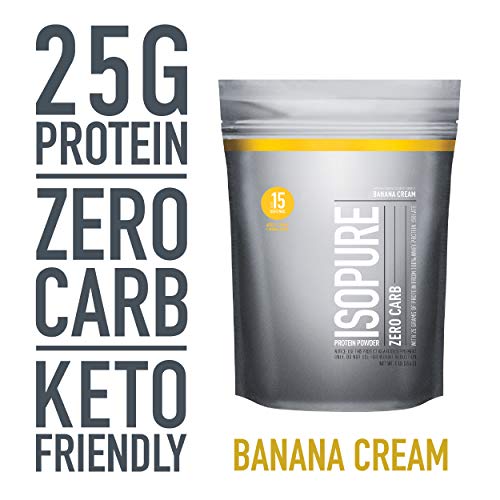 Book Cover Isopure Zero Carb, Keto Friendly Protein Powder, 100% Whey Protein Isolate, Flavor: Banana Cream, 1 Pound