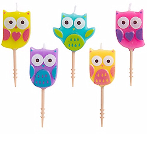Book Cover Amscan | Party Supplies | Birthday Toothpick Candles - Owls | Pack of 5 | Multicolor