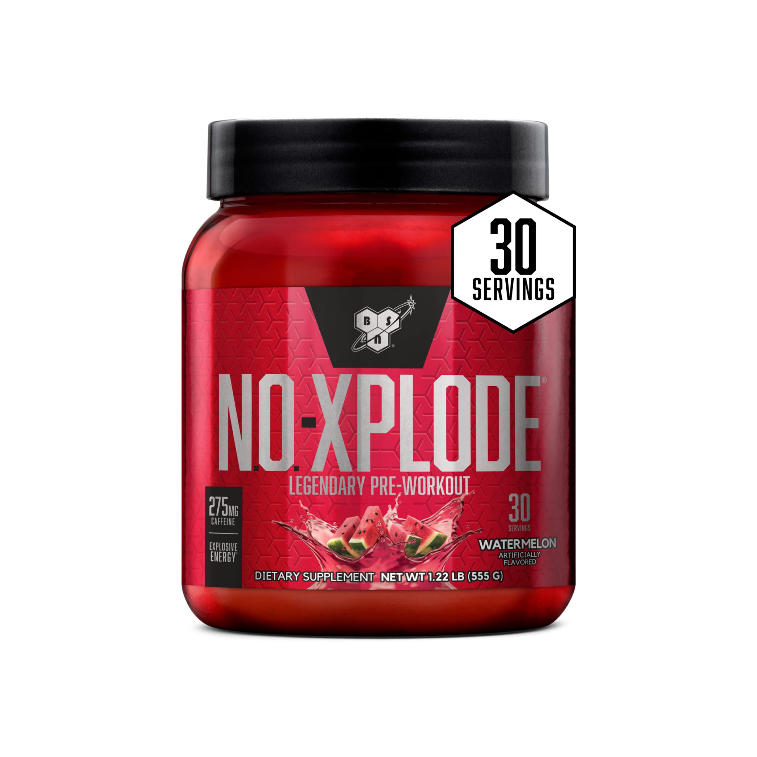 BSN N.O.-XPLODE Pre Workout Powder, Energy Supplement for Men and Women with Creatine and Beta-Alanine, Flavor: Watermelon, 30 Servings Watermelon 30 Servings (Pack of 1)