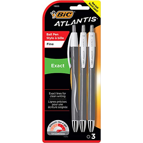 Bic Atlantis Exact Pens 3/Pkg, Multi-Colour, 1.15 x 7.96 x 19.39 cm