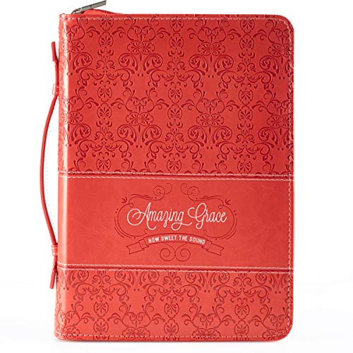 Soft Coral "Amazing Grace" Bible / Book Cover (Large)