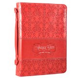 Soft Coral "Amazing Grace" Bible / Book Cover (Large)