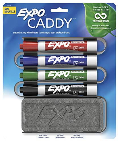 EXPO Dry Erase Markers Kit, Ultra Fine Tip, Assorted Colors, Eraser, Spray Cleaner, 7 Count - Whiteboard, Calendar, Office, School, Classroom, Teacher Supplies