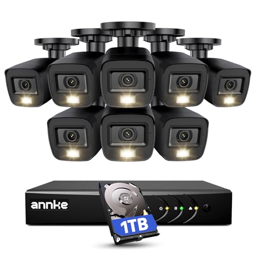ANNKE Home Security Camera System 8 Channel 1080P Lite DVR and 8X 1080P HD Outdoor IP66 Weatherproof CCTV Cameras, Smart Playback, Instant Email Alert with Images, 1TB Hard Drive Included