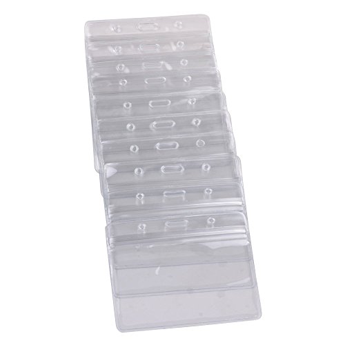 KLOUD City 10 pcs Clear PVC Business ID Badge Card Holder Case with Slot & Chain Holes (10 Horizontal Style)