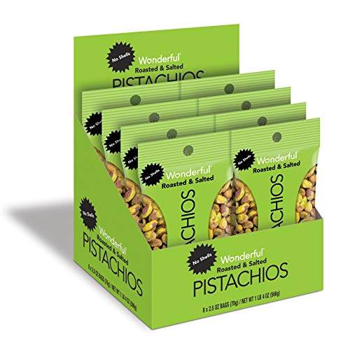Wonderful Pistachios No Shells 2.5 Bag (Pack of 8) Roasted and salted, 20 Ounce