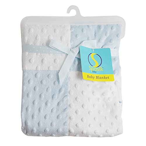 Spasilk Baby-Boys Newborn Minky Raised Dot Blanket with Satin Trim, Blue, 30 Inchx40 Inch