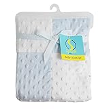 Spasilk Baby-Boys Newborn Minky Raised Dot Blanket with Satin Trim, Blue, 30 Inchx40 Inch