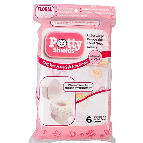 Disposable Toilet Seat Covers for Kids & Adults ( 6 Pack ) - Germ Protect from Public Toilets - Waterproof, Individually-Wrapped, Plastic Lined for No Soak Thru, XL to Cover the WHOLE Toilet - Pink/Floral