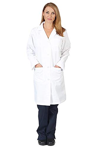 Book Cover Natural Uniforms Unisex 40 inch Lab Coat Long Sleeve Professional Medical Coat Medium