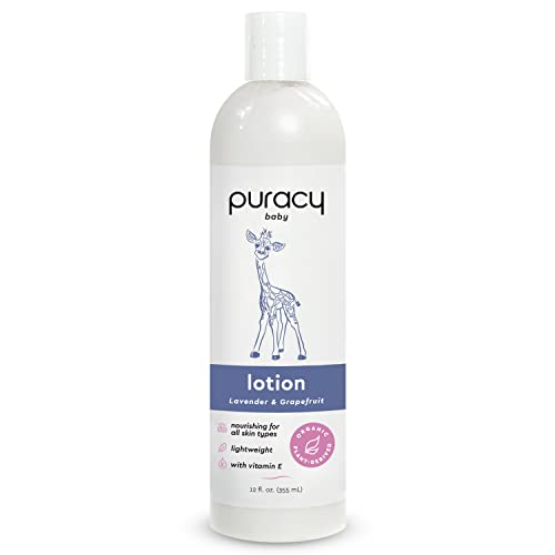 Puracy Baby Lotion, Organic Moisturizer for Infants & Newborns, Natural Calming Lavender & Grapefruit for Sensitive Skin, 12 Ounce