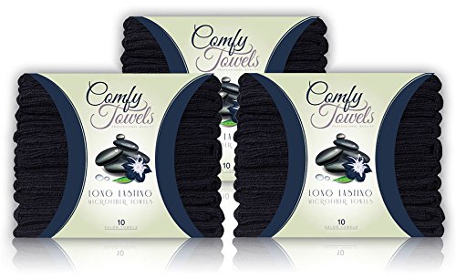 Comfy Black Microfiber Salon Towels - 30 Pack, 29" x 16"
