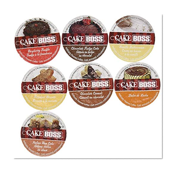 Book Cover 20 Cup Cake Boss® FLAVORED ONLY Coffee Sampler! 7 New Delicious Flavors! NO DECAF! Chocolate Cannoli, Italian Rum Cake, Raspberry Truffle, Dulce De Leche (caramel) + So Delicious!