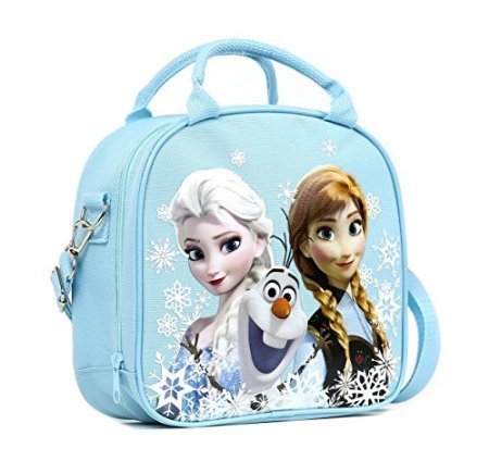 Book Cover Disney Frozen Lunch Box Carry Bag with Shoulder Strap and Water Bottle (SNOW BLUE) by Horarary