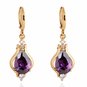 Yazilind Elegant Unique Design 18k Gold Filled Inlay Teardrop Cubic Zirconia Dangle Drop Earrings