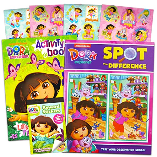 Book Cover Dora the Explorer Coloring Books with Stickers Bundle (120 Pages) Dora the Explorer Party Supplies