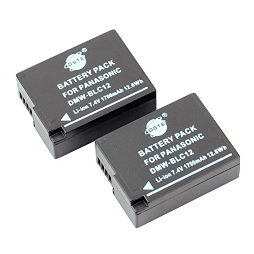 DSTE 2-Pack Rechange Batterie pour Panasonic DMW-BLC12 Lumix DMC-G5 DMC-G6 DMC-G7 DMC-GH2 DMC-FZ200 DMC-FZ200GK DMC-FZ1000 V-LUX4 Leica Q