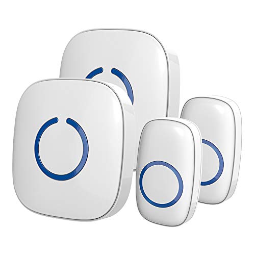 Wireless Doorbell by SadoTech - Waterproof Door Bells & Chimes Wireless Kit,1000-ft Range,52 Door Chimes, 4 Volume Levels with LED,Wireless Doorbells w/ 2 Receivers & 2 Buttons, Starpoint, White