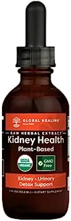 Global Healing USDA Organic Kidney Health with Cranberry & Hydrangea - Kidney Cleanse Liquid Supplement & Stones Dissolver for Urinary Health - Detox & Repair Formula for Bladder Control - 2 Fl Oz