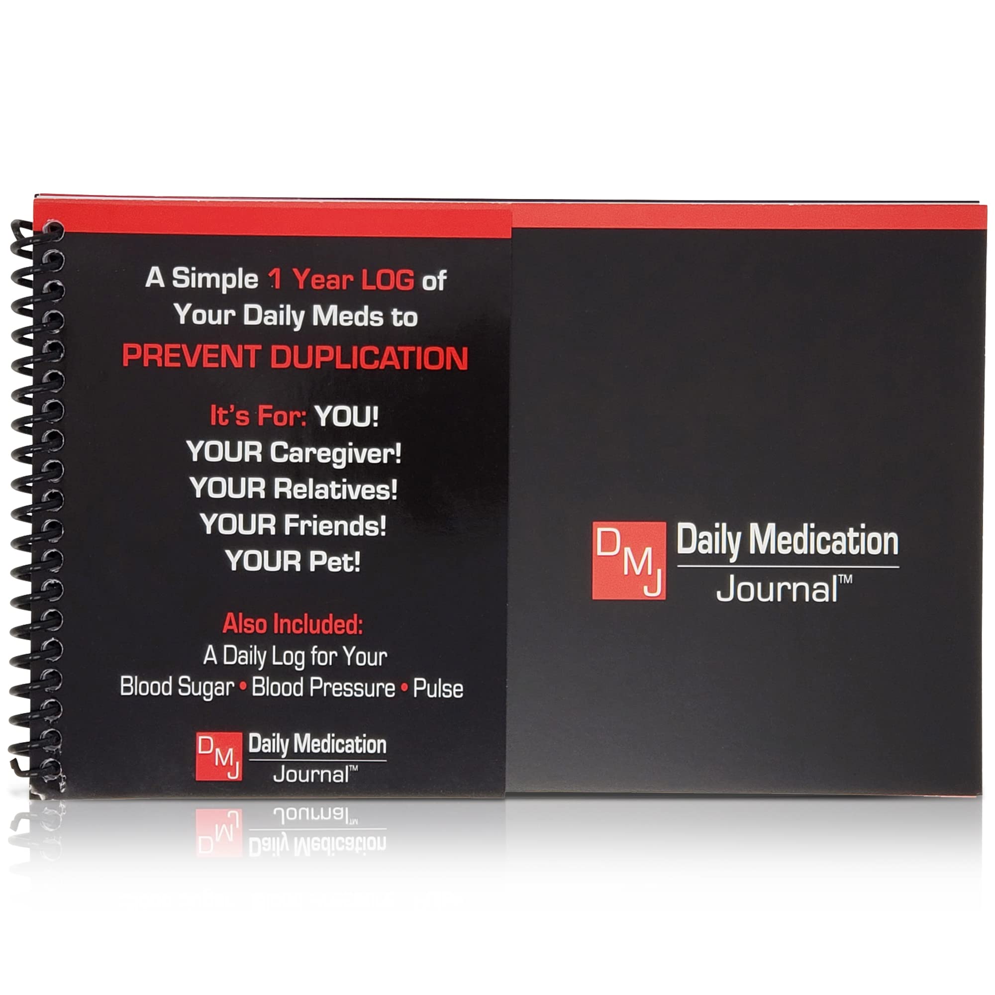 Medication Tracker, Medication Log Book, Blood Sugar Log, Blood Pressure Chart, Vital Signs Log Book, Wellness Journal, Full Year Medical Journal, Compact Size, Spiral Bound - Daily Medication Journal English