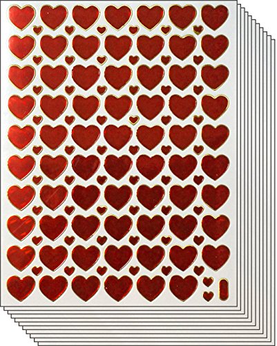 Book Cover Jazzstick Valentine's Day Red Heart Stickers 10 Sheets (VST01A17)
