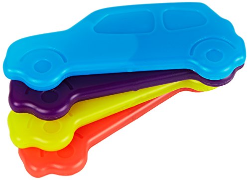 Fit & Fresh Cool Coolers, Slim Ice Packs for Lunch Boxes, Bags and Coolers, Car Shapes for Kids, Set of 4, Multicolored