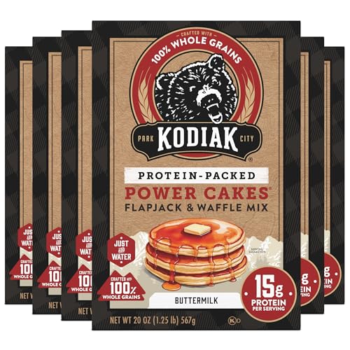 Kodiak Cakes Protein Pancake Power Cakes, Flapjack and Waffle Baking Mix, Buttermilk, 20 Oz, (Pack of 6) Buttermilk 1.25 Pound (Pack of 6)
