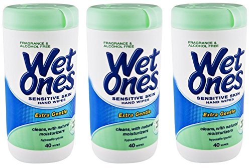 Wet Ones Sensitive Skin Hand Wipes: 40 Count Canister (Pack of 3)