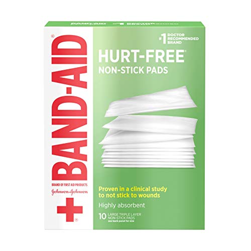 Band-Aid Brand Sterile Hurt-Free Non-Stick Pads, Individually-Wrapped, Large, 3 in x 4 in, 10 ct