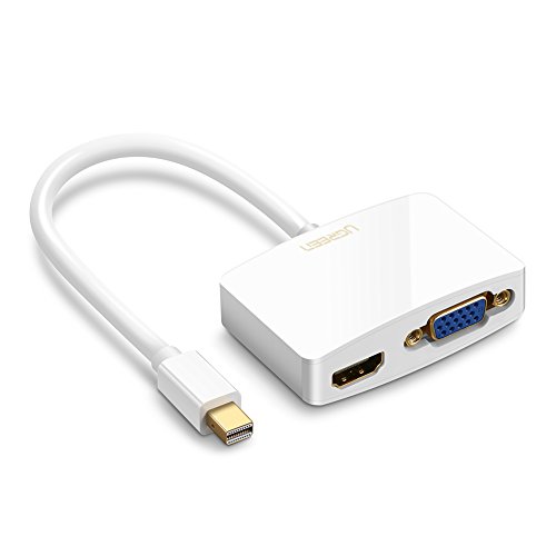 UGREEN Mini DisplayPort to HDMI VGA Adapter, 4K Thunderbolt 2 Adapter 2 in 1 Mini DP Converter Compatible with MacBook Pro MacBook Air iMac Surface Pro 1 2 3 4 6 Surface Laptop 2 ThinkPad X1, White