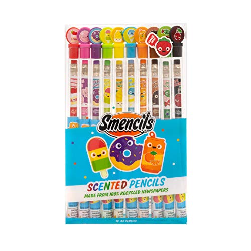 Smencils - Scented Graphite HB #2 Pencils made from Recycled Newspapers, 10 Count, Gifts for Kids, School Supplies by Scentco