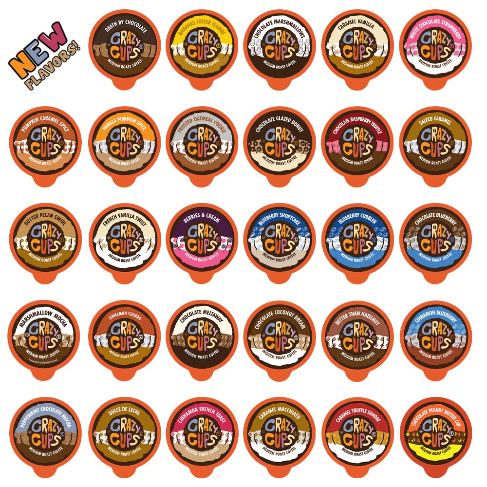 Book Cover Flavored Coffee in Single Serve Coffee Pods - Flavor Coffee Variety Pack for Keurig K Cups Machine from Crazy Cups, 30 Count Flavored Coffee Variety Pack 30 Count (Pack of 1)