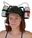 Fairly Odd Novelties Beer Soda Guzzler Helmet Drinking Party Hat, Black