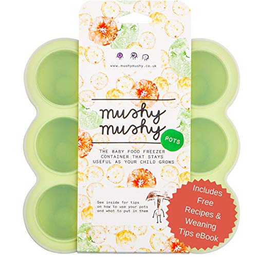 Moule 9 portions pour Congeler les Repas de Bébe - Petits Pots de 75 ml en Silicone Epais et Souple sans BPA - pour Conservation de Soupes, Purées, Compotes et Plus - Avec Couvercle (Vert)