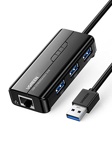 UGREEN USB 3.0 Hub Ethernet Adapter 10 100 1000 Gigabit Network Converter with USB 3.0 Hub 3 Ports Compatible for Nintendo Switch Windows Surface Pro MacBook Air Retina iMac Pro Chromebook PC
