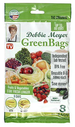 Debbie Meyer GreenBags Freshness-Preserving Food/Flower Storage Bags, Extra Large, 8-Pack