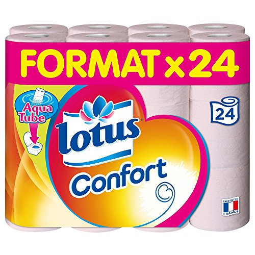 Lotus Confort - Papier toilette 2 épaisseurs Rose - 24 rouleaux