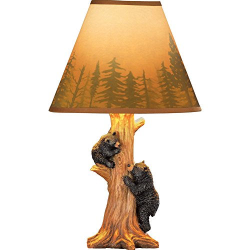 Rustic Climbing Bear Family Northwoods Lamp,14 3/4" H