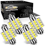 Partsam DE3175 31mm Festoon LED Bulbs White, DE3175 DE3021 LED Car Interior Dome Lights Bulbs Super Bright 6000K Error Free for Truck Dome Map Door Courtesy Trunk Lights, 4 Pack