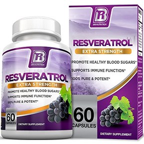 BRI Resveratrol - 1200mg Maximum Strength Natural Antioxidant Supplement for Longevity; Premium, Ultra Pure Veggie Caps Promote Healthy Heart and Brain Function and Immune System Health (60 Capsules)