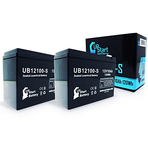 2 Pack UB12100-S 12V 10Ah Battery Sealed Lead Acid SLA Replacement for Schwinn Stealth 1000, ST1000, S500, S400, S350, S600, S180 Electric Scooter Battery, 12 Volt 10 Amp Hour Batteries, AGM, 24V