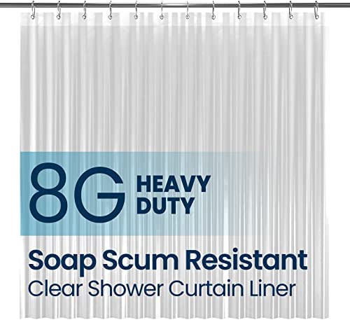 LiBa PEVA 8G Bathroom Shower Curtain Liner, 72x72 Clear - Non Toxic, Eco-Friendly, No Chemical Odor, Rust Proof Grommets, 8G Heavy Duty and Waterproof A. 8g-clear *72" W x 72" H