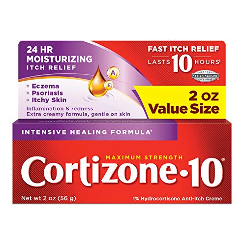 Cortizone 10 Maximum Strength Intensive Healing Formula 2 oz., 24 Hour Moisturizing Relief, 1% Hydrocortisone Creme - Packaging May Vary