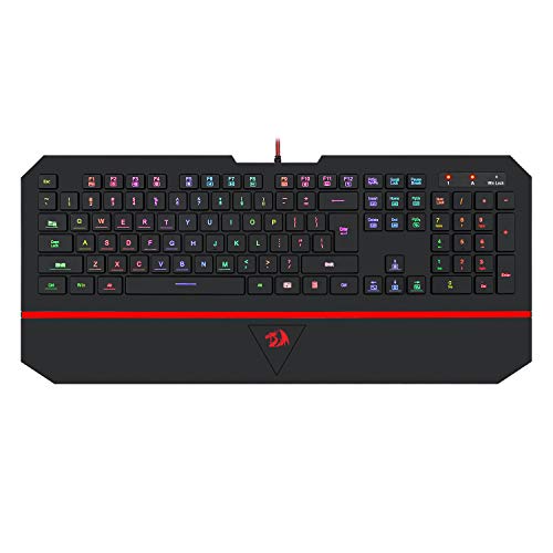 Redragon K502 RGB Gaming Keyboard RGB LED Backlit Illuminated 104 Key Silent Keyboard with Wrist Rest for Windows PC Games (RGB Backlit)