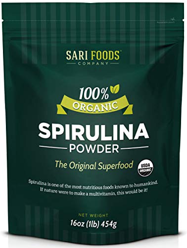 Book Cover Organic Spirulina Powder (16 Ounce): Naturally Vegan, Supplies Folate, Vitamin B12, Iron, Omega Fatty Acids, GLA, Beta Carotene, Chlorophyll, Amino Acids