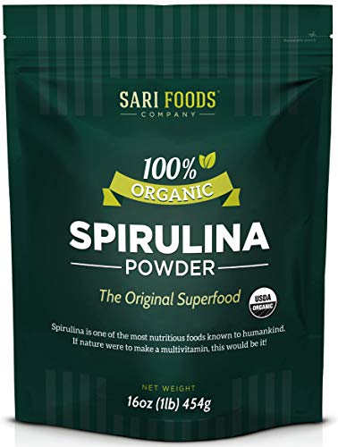Organic Spirulina Powder (16 Ounce): Naturally Vegan, Supplies Folate, Vitamin B12, Iron, Omega Fatty Acids, GLA, Beta Carotene, Chlorophyll, Amino Acids