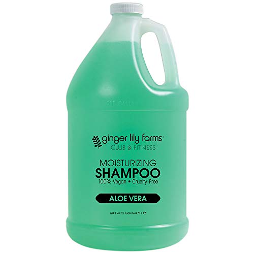 Ginger Lily Farms Club & Fitness Aloe Vera Moisturizing Shampoo, 100% Vegan, Paraben, Sulfate, Phosphate, Gluten and Cruelty-Free, 1 Gallon